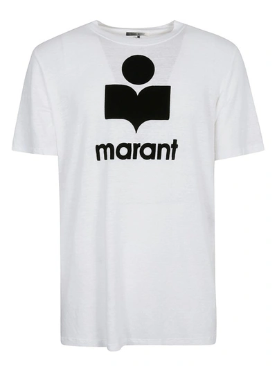 Shop Isabel Marant White/black Linen T-shirt