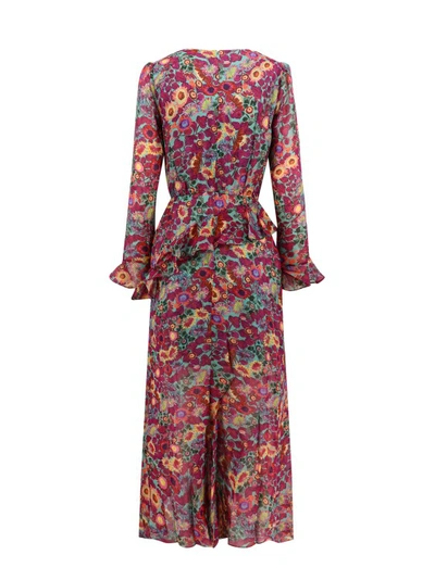 Shop Saloni Organic Silk Long Dress In Multicolor
