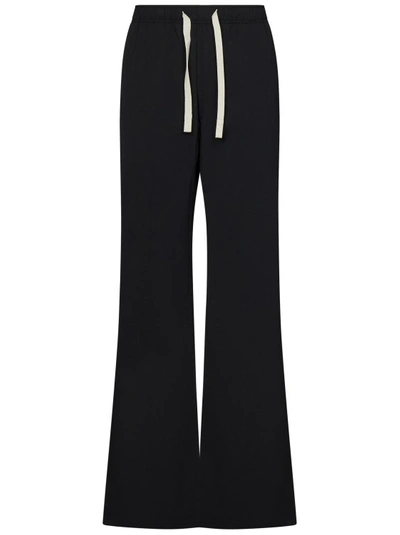 Shop Palm Angels Straight-leg Black Virgin Wool Blend Trousers