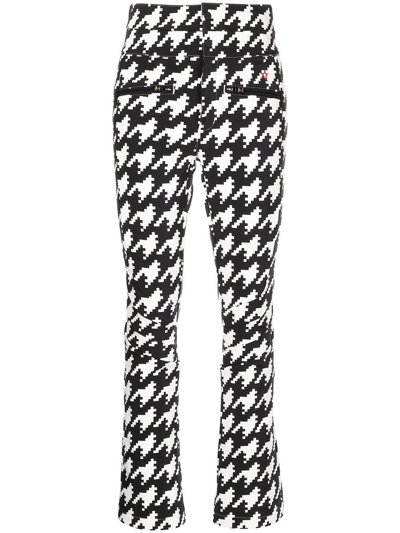 Perfect Moment Aurora Houndstooth High-rise Flared Ski Trousers In  Houndstooth-black-snow-white