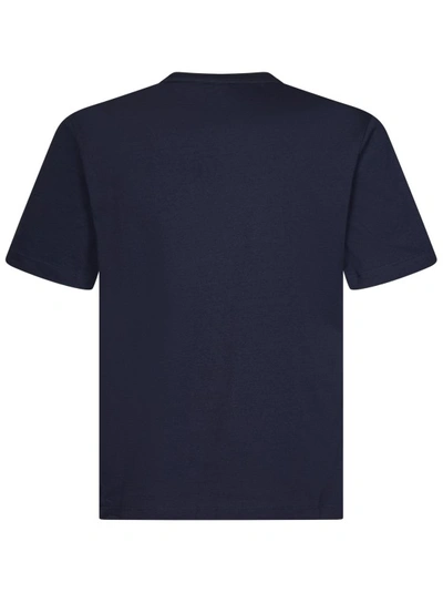 Shop Palm Angels Navy Blue Cotton Jersey Crewneck T-shirt In Black