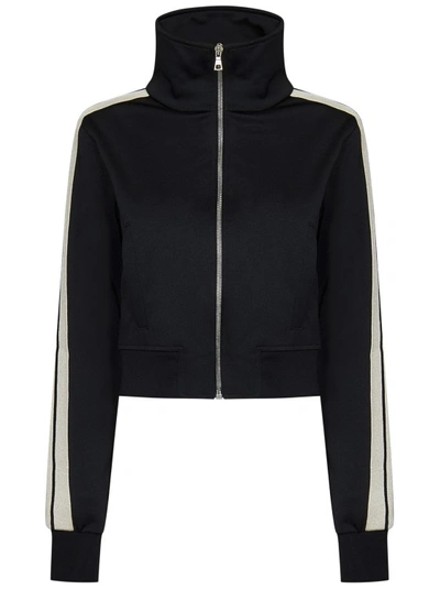 Shop Palm Angels Cropped Black Technical Fabric Track Jacket