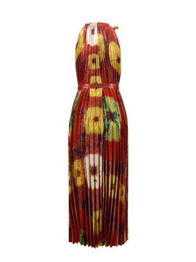 Shop Ulla Johnson Pleated Long Dress In Red