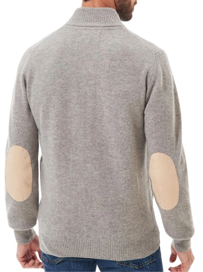 Barbour Fine Knit Wool Zip-through Sweater With High Neck And Button Closure In Grey