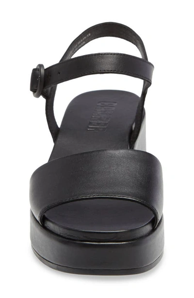 Shop Camper Misia Platform Wedge Sandal In New Black Leather