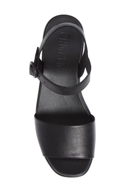 Shop Camper Misia Platform Wedge Sandal In New Black Leather