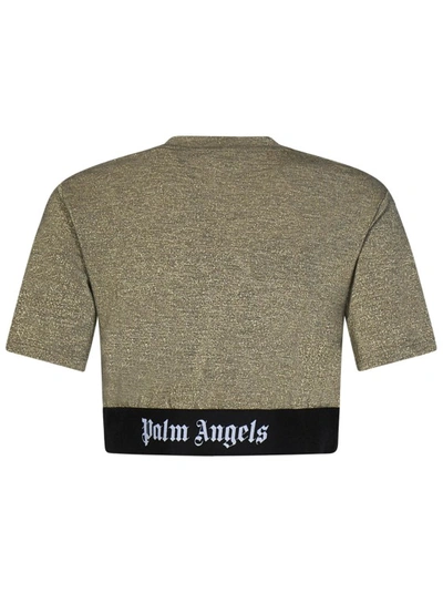 Shop Palm Angels Cropped Gold-colored T-shirt In Neutrals
