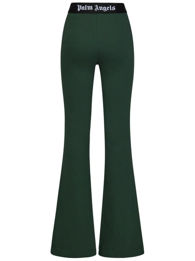 Shop Palm Angels Flared Forest Green Cotton Fleece Jogger Trousers In Black