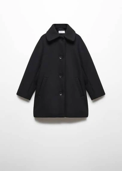 Shop Mango Buttoned Wool Coat Black