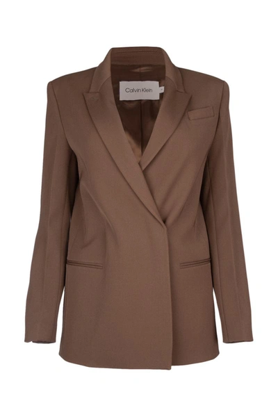 Shop Calvin Klein Jackets And Vests In Brown