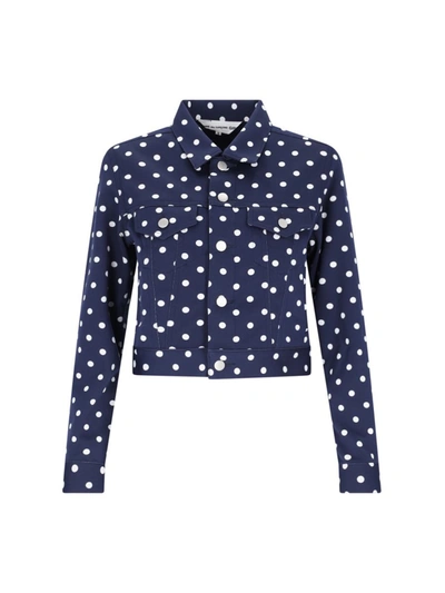 Comme Des Garçons Collared Neck Polka Dot Jacket In Blue