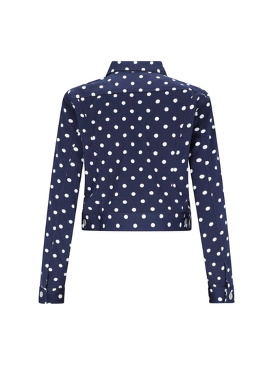 Comme Des Garçons Collared Neck Polka Dot Jacket In Blue