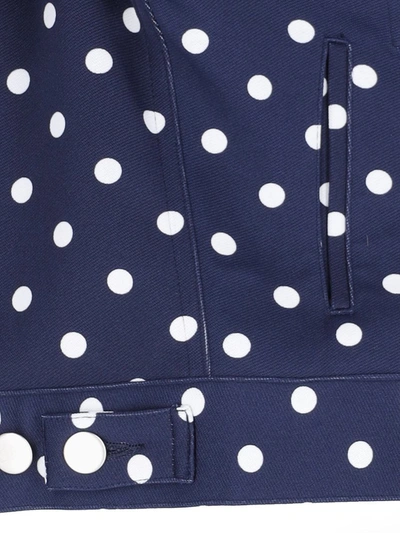 Comme Des Garçons Collared Neck Polka Dot Jacket In Blue