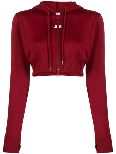 Shop Courrèges Cropped With Embroidered Logo In Red