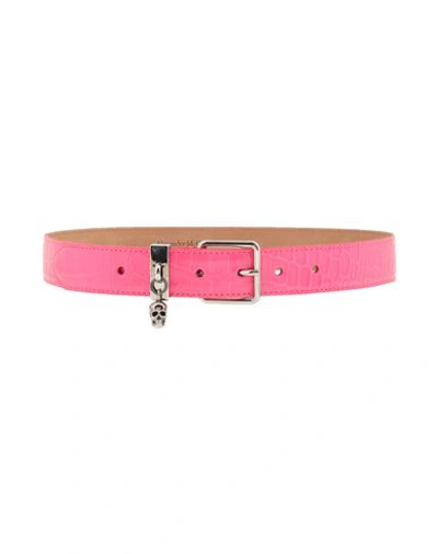 Shop Alexander Mcqueen Woman Belt Fuchsia Size 28 Soft Leather In Pink