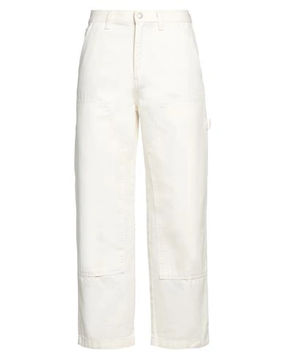 Shop Stussy Man Pants Ivory Size 30 Cotton In White