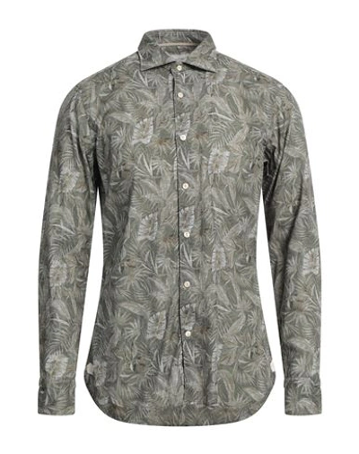 Shop Tintoria Mattei 954 Man Shirt Sage Green Size 16 Cotton, Linen