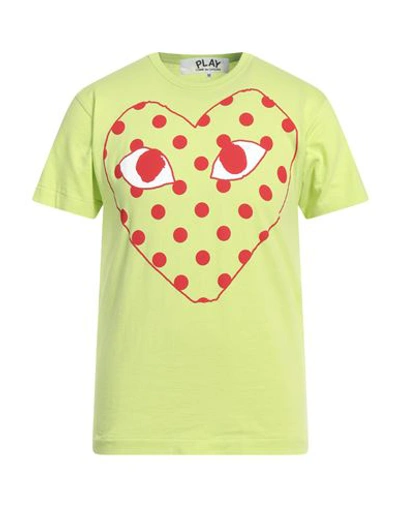 Shop Comme Des Garçons Play Man T-shirt Acid Green Size L Cotton