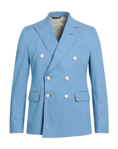Brian Dales Man Blazer Light Blue Size 38 Cotton, Polyamide, Elastane In Blue