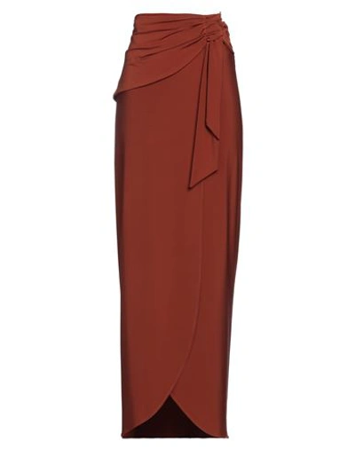 Shop Federica Tosi Woman Maxi Skirt Brown Size 4 Viscose, Elastane