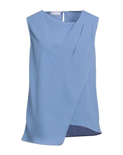 Shop Diana Gallesi Woman Top Azure Size 4 Polyester In Blue