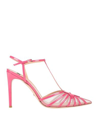 Shop Elisabetta Franchi Woman Pumps Fuchsia Size 7 Soft Leather, Textile Fibers In Pink
