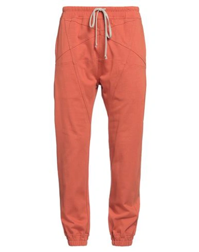 Shop Rick Owens Man Pants Orange Size 34 Cotton, Elastane