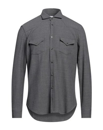 Shop Alessandro Gherardi Man Shirt Lead Size M Polyacrylic, Virgin Wool, Elastane In Grey