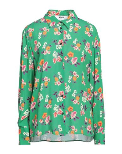 Msgm Woman Shirt Green Size 8 Viscose In Green
