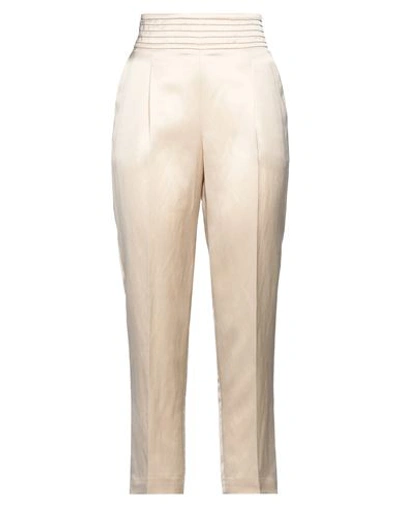 Shop Peserico Woman Pants Beige Size 6 Viscose, Linen
