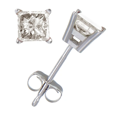 Vir Jewels 3/4 Cttw Princess Cut Diamond Stud Earrings 14k White Gold 4 Prong With Push Backs In White