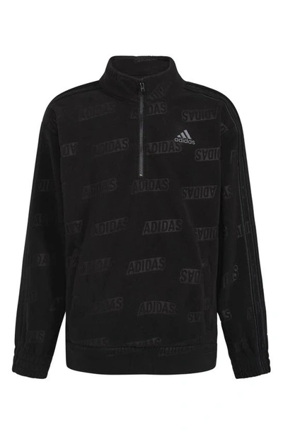 Shop Adidas Originals Kids' Brand Love Cozy Half Zip Pullover In Black