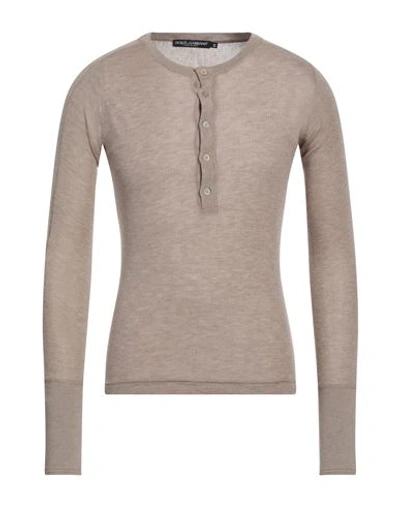 Shop Dolce & Gabbana Man Sweater Sand Size 42 Cashmere In Beige