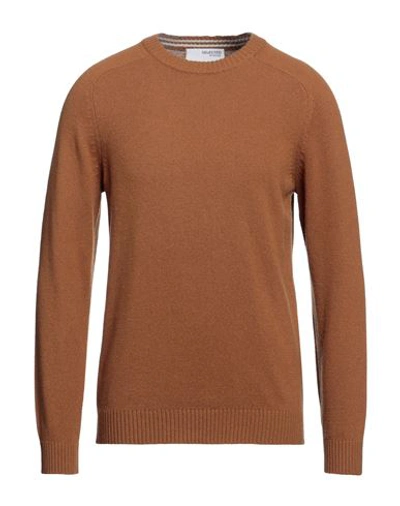 Shop Selected Homme Man Sweater Camel Size M Lambswool In Beige