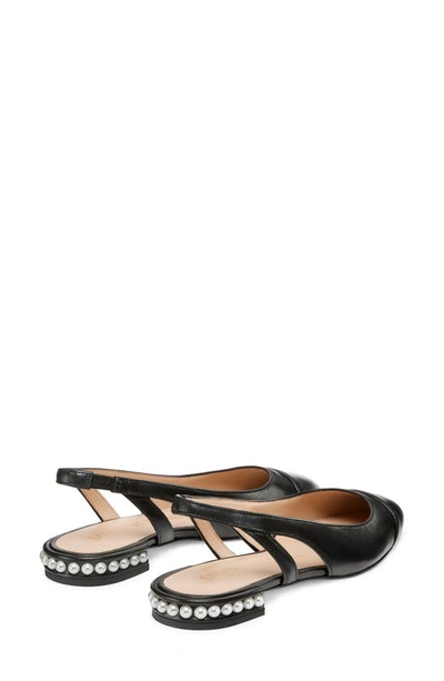 Shop Stuart Weitzman Pearl Slingback Flat In Black Leather