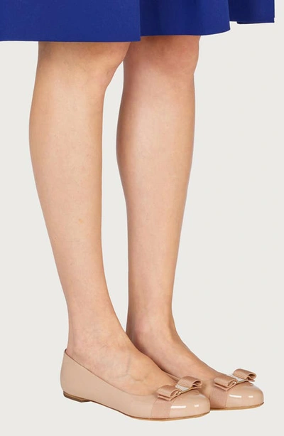 Ferragamo Varina Nappa Leather Ballet Flats In Macaroons