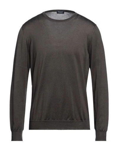 Drumohr Man Sweater Steel Grey Size 42 Cotton In Grey