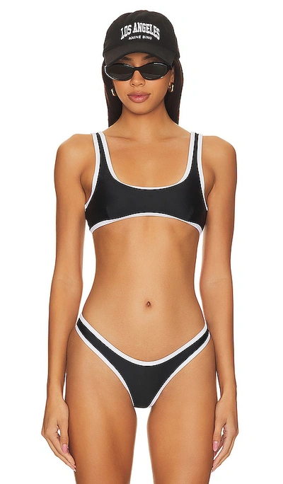 Shop It's Now Cool The 90's Duo Crop Bikini Top In Black & White Contrast