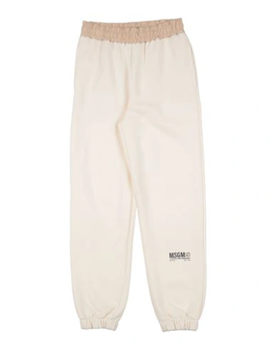 Msgm Toddler Boy Pants Ivory Size 6 Cotton, Polyester In White