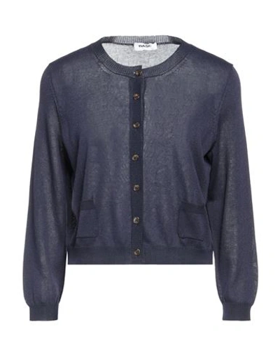 Shop Base Milano Woman Cardigan Navy Blue Size 8 Cotton, Viscose, Polyester