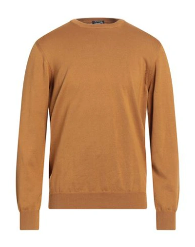 Shop Drumohr Man Sweater Camel Size 42 Cotton In Beige