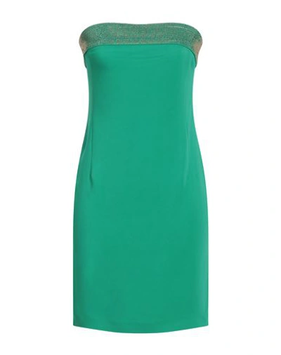 Shop Pinko Woman Mini Dress Emerald Green Size 6 Viscose, Elastane, Glass