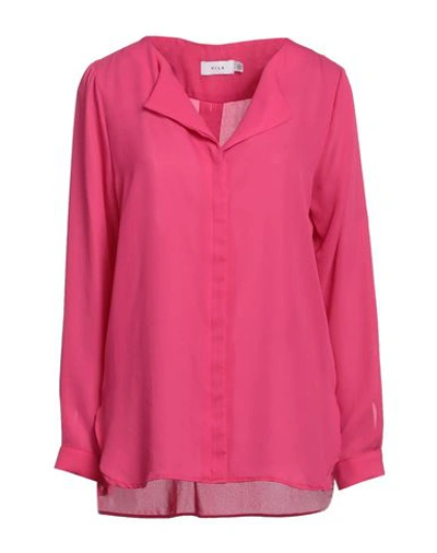 Shop Vila Woman Shirt Fuchsia Size M Polyester In Pink