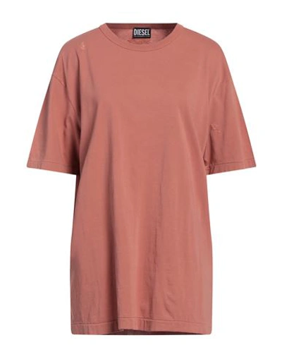 Shop Diesel Woman T-shirt Pastel Pink Size S Cotton