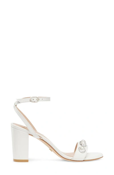 Stuart Weitzman Nearly Bare Portia Sandal In White Leather