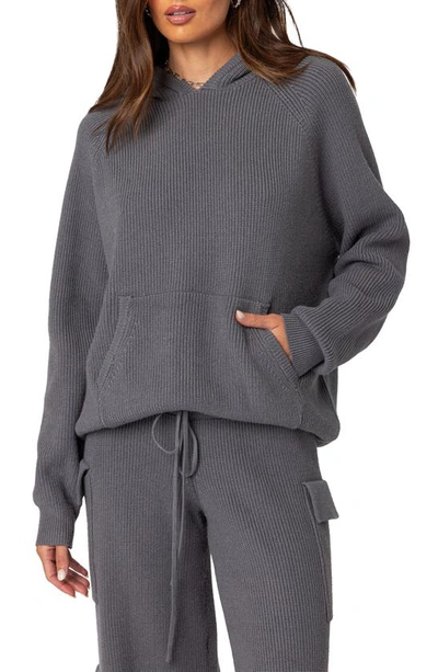 Shop Edikted Wynter Sweater Hoodie In Gray