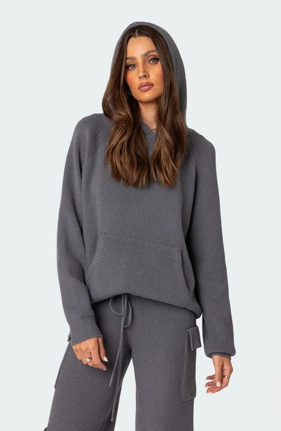 Shop Edikted Wynter Sweater Hoodie In Gray