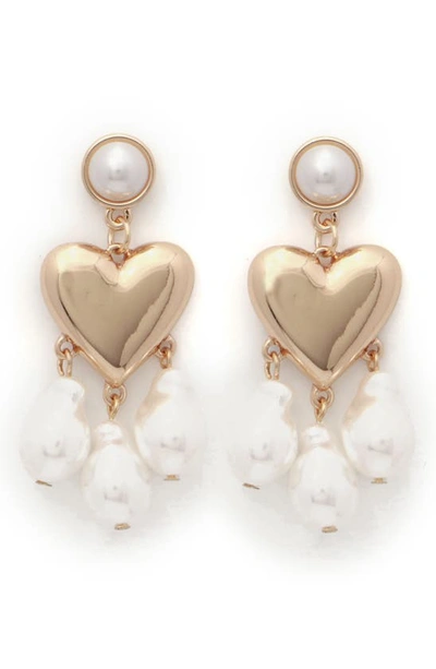 Shop Petit Moments Love Bombed Imitation Pearl Drop Earrings In Gold