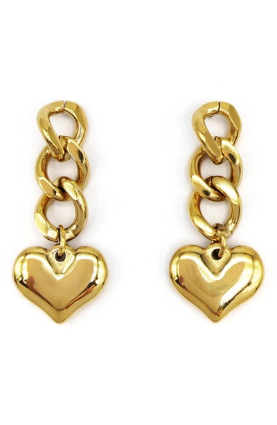 Shop Petit Moments Romantic Heart Drop Earrings In Gold
