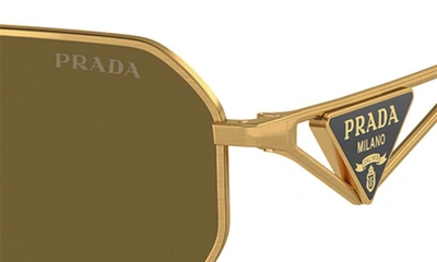 Prada 58mm Irregular Sunglasses In Matte Gold